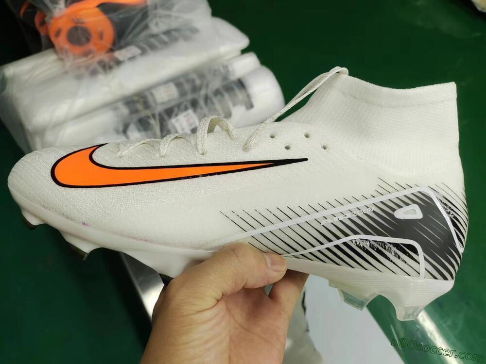 Nike Air Zoom Mercurial Superfly 10 Elite FG Firm Ground Soccer Cleats - White/Orange/Black