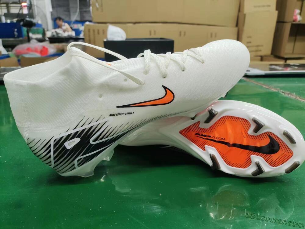 Nike Air Zoom Mercurial Superfly 10 Elite FG Firm Ground Soccer Cleats - White/Orange/Black