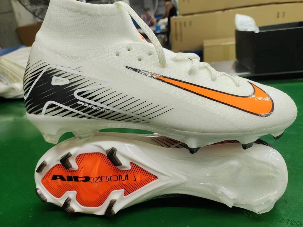 Nike Air Zoom Mercurial Superfly 10 Elite FG Firm Ground Soccer Cleats - White/Orange/Black