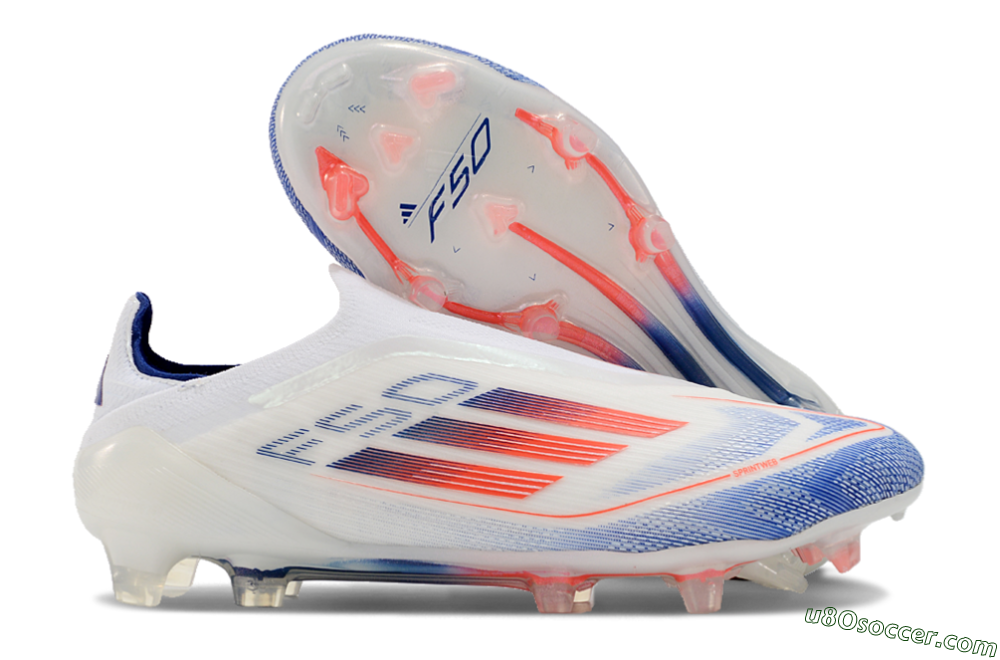Adidas F50 Elite Laceless FG Firm Ground Soccer Cleats - Blue/Red/Beige 1