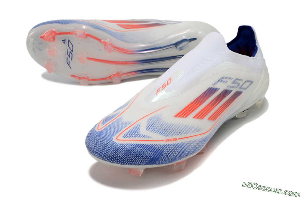 Adidas F50 Elite Laceless FG Firm Ground Soccer Cleats - Blue/Red/Beige 3
