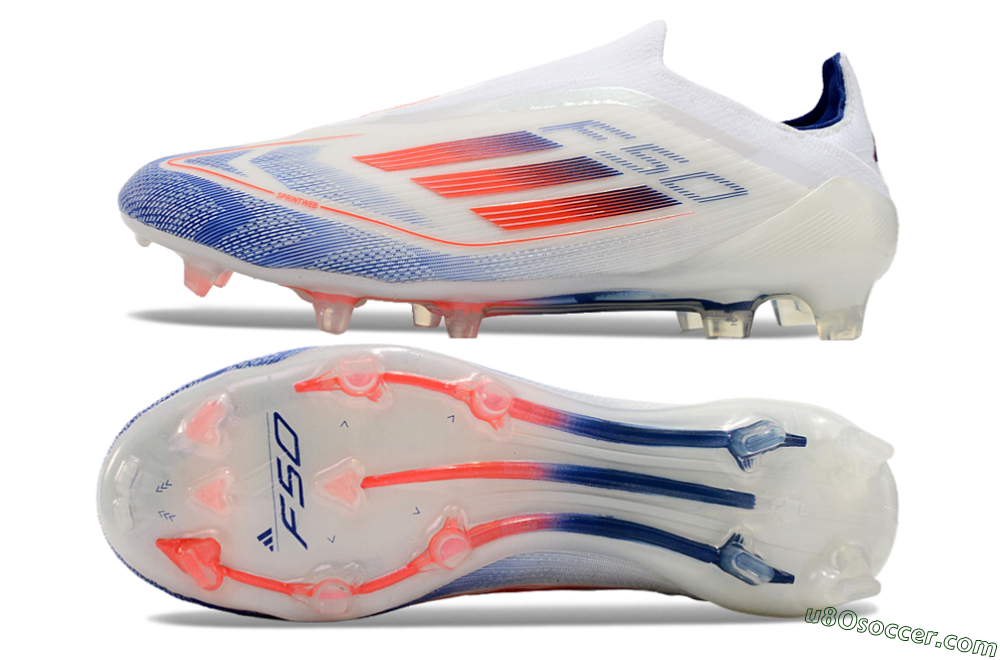 Adidas F50 Elite Laceless FG Firm Ground Soccer Cleats - Blue/Red/Beige 0