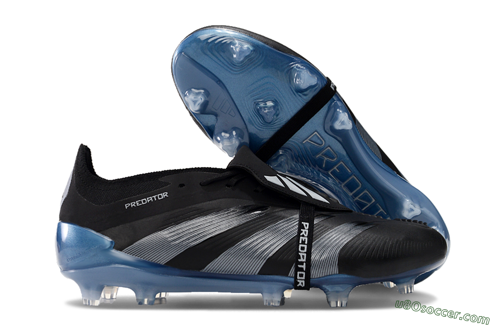 Adidas Predator Elite Tongue FG Firm Ground Soccer Cleats - Black/Silver/Blue 1