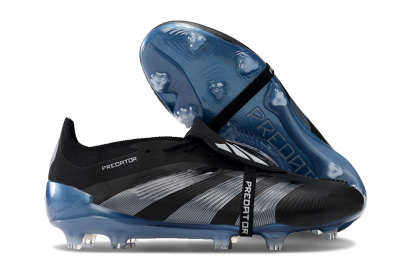 Adidas Predator Elite Tongue FG Firm Ground Soccer Cleats - Black/Silver/Blue