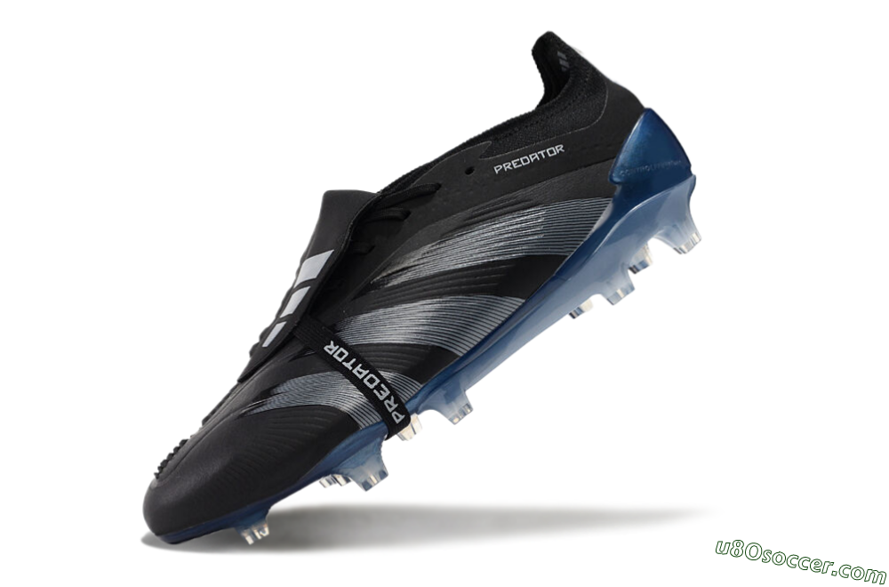 Adidas Predator Elite Tongue FG Firm Ground Soccer Cleats - Black/Silver/Blue 5