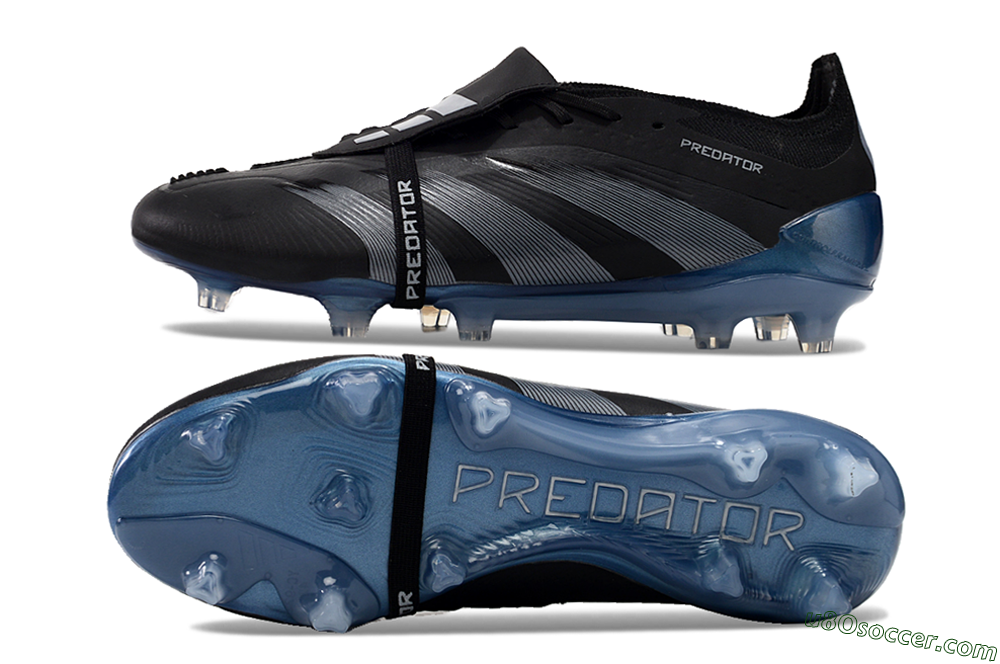 Adidas Predator Elite Tongue FG Firm Ground Soccer Cleats - Black/Silver/Blue 0