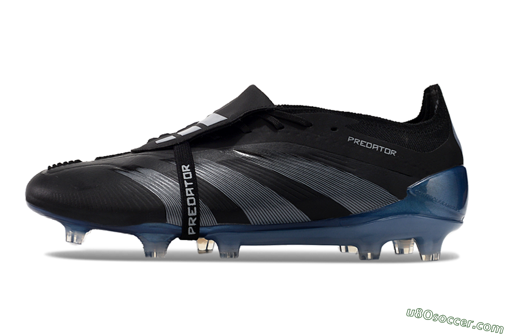 Adidas Predator Elite Tongue FG Firm Ground Soccer Cleats - Black/Silver/Blue 2