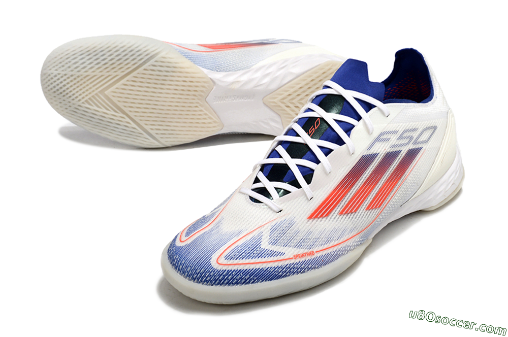 Adidas F50 Pro IC Indoor & Futsal Soccer Shoes - Blue/Red/Beige 3