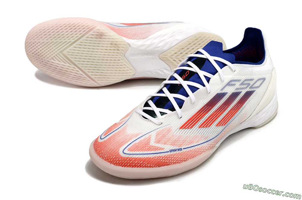 Adidas F50 Pro IC Indoor & Futsal Soccer Shoes - Blue/Red/Beige 3