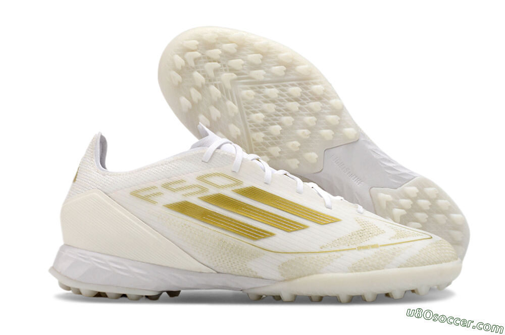 Adidas F50 Pro TF Artificial Turf Soccer Shoes - Beige/White/Gold 1