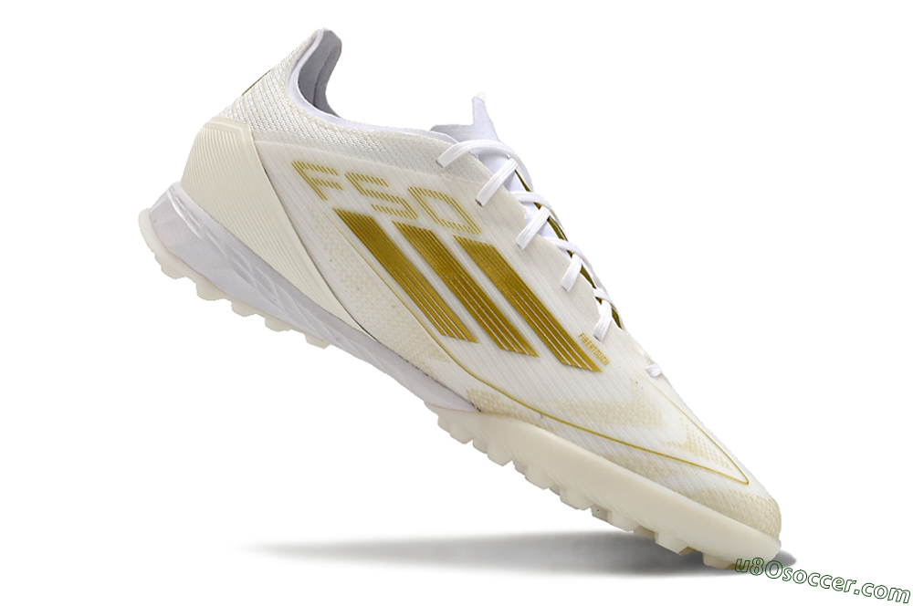 Adidas F50 Pro TF Artificial Turf Soccer Shoes - Beige/White/Gold 4