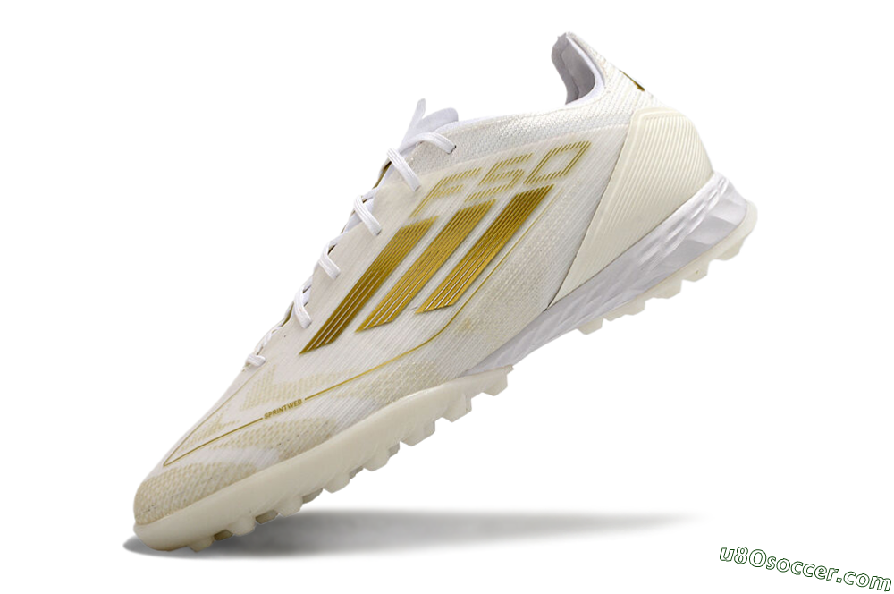 Adidas F50 Pro TF Artificial Turf Soccer Shoes - Beige/White/Gold 5