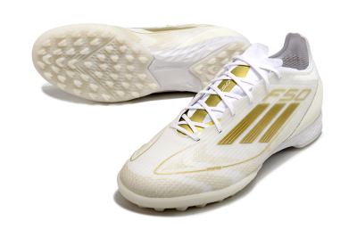Adidas F50 Pro TF Artificial Turf Soccer Shoes - Beige/White/Gold
