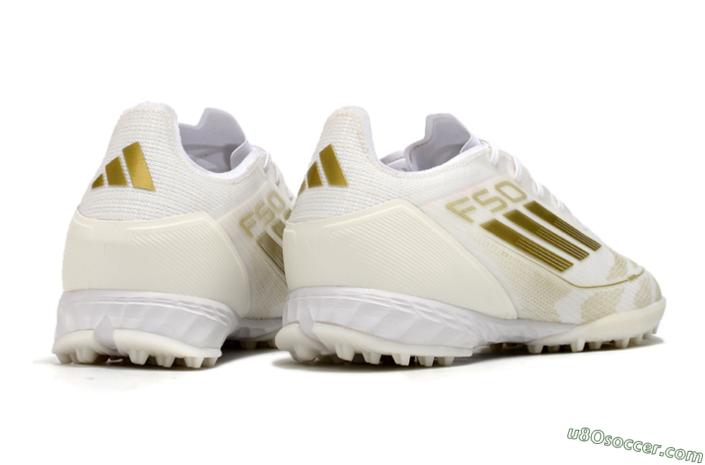 Adidas F50 Pro TF Artificial Turf Soccer Shoes - Beige/White/Gold 6