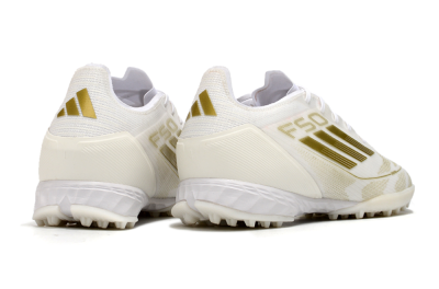 Adidas F50 Pro TF Artificial Turf Soccer Shoes - Beige/White/Gold