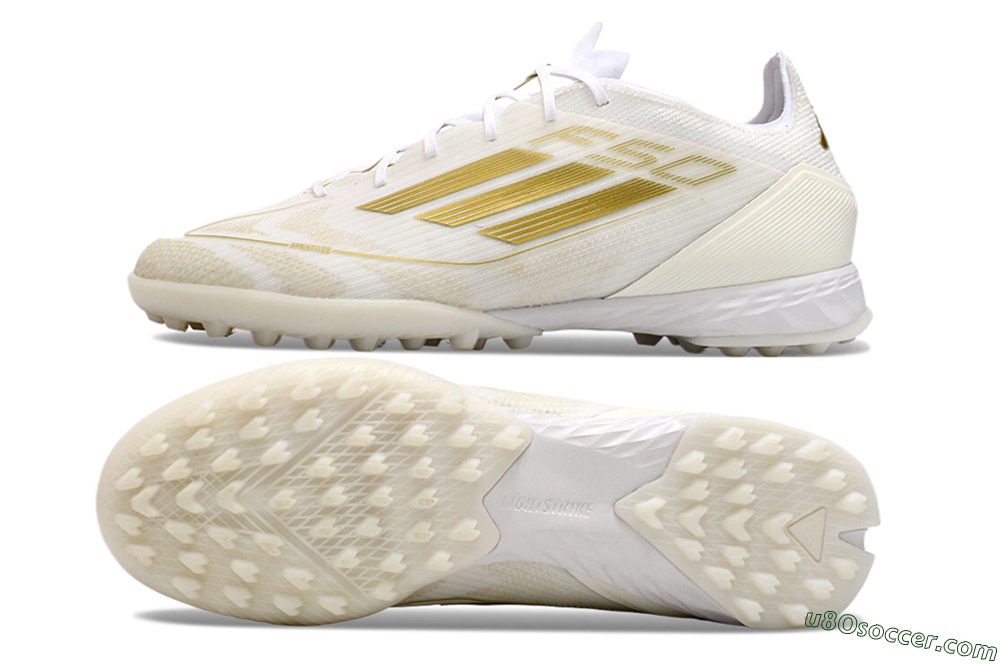 Adidas F50 Pro TF Artificial Turf Soccer Shoes - Beige/White/Gold 0