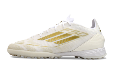 Adidas F50 Pro TF Artificial Turf Soccer Shoes - Beige/White/Gold