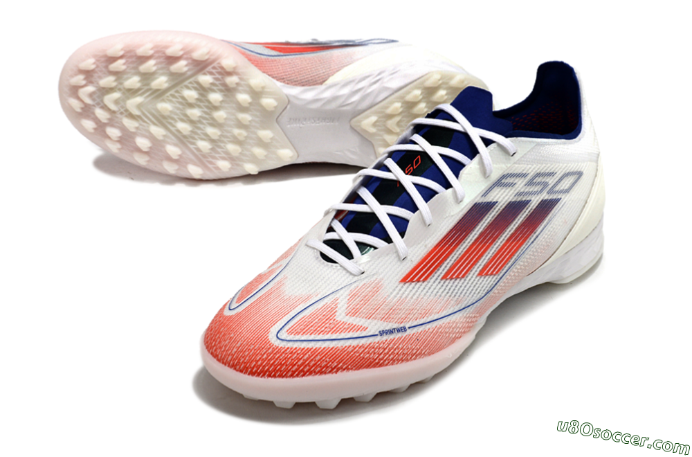 Adidas F50 Pro TF Artificial Turf Soccer Shoes - Blue/Red/Beige 3