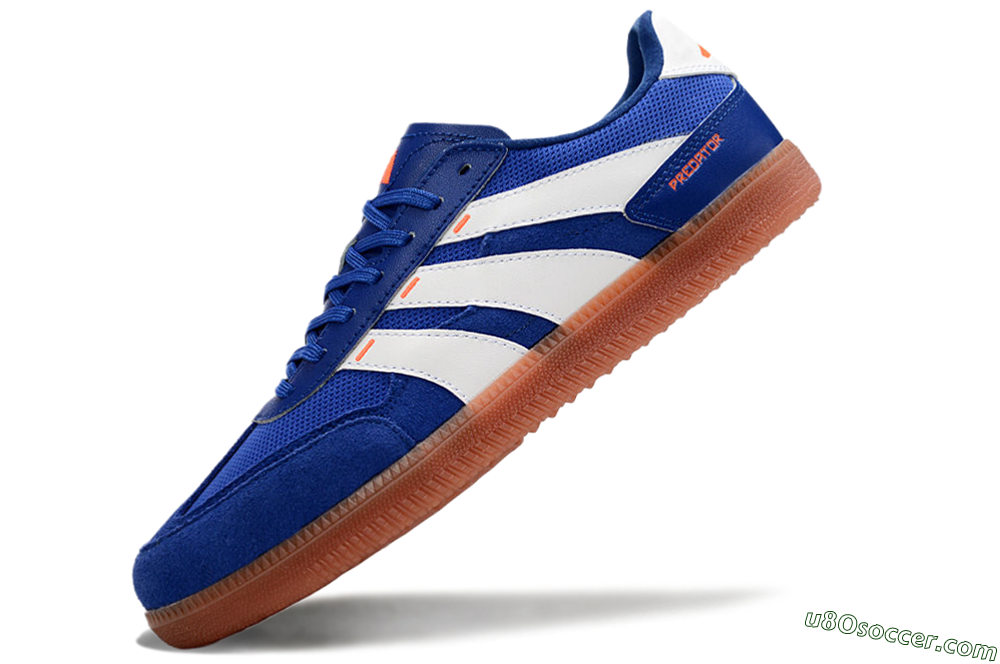 Adidas Predator 24 League Low IC Indoor & Futsal Soccer Shoes - Blue/White/Brown 5