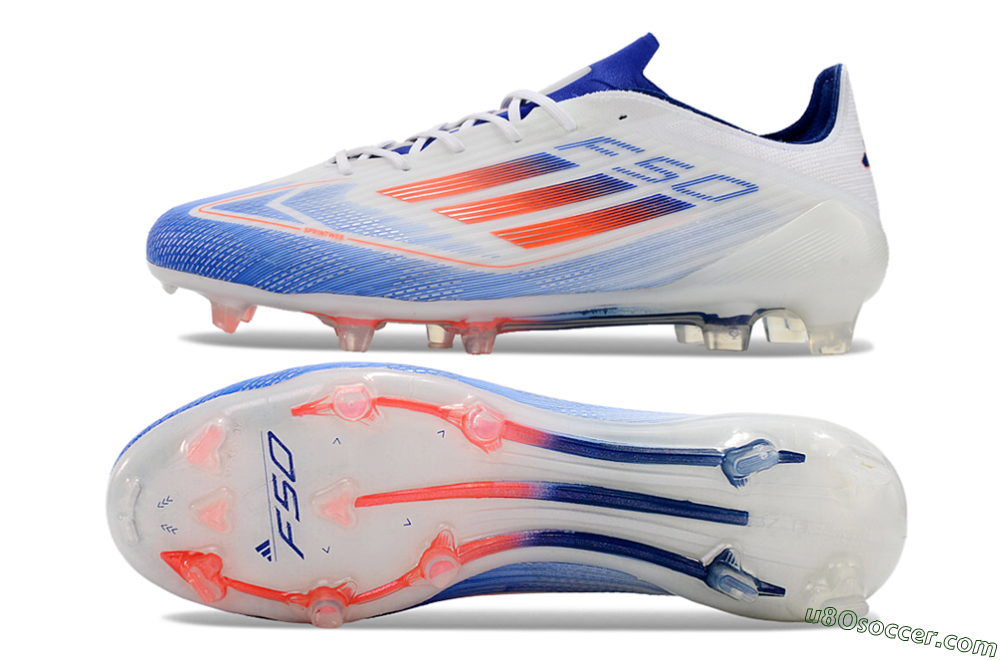 Adidas F50 Adizero FG Firm Ground Soccer Cleats - White/Blue/Pink 0