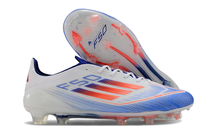 Adidas F50 Adizero FG Firm Ground Soccer Cleats - White/Blue/Pink
