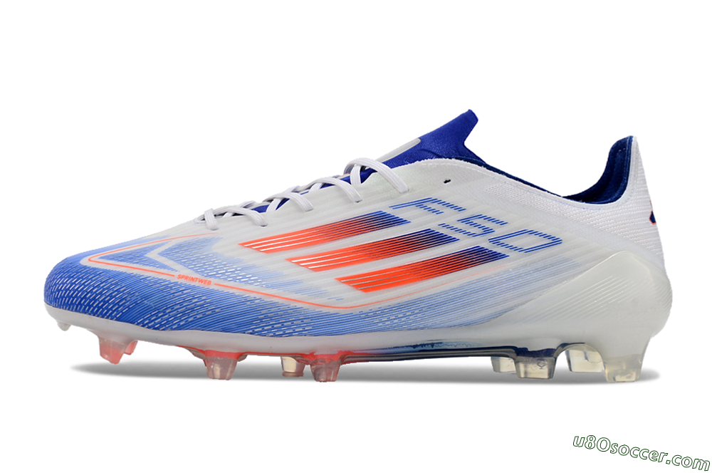Adidas F50 Adizero FG Firm Ground Soccer Cleats - White/Blue/Pink 2