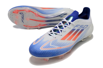 Adidas F50 Adizero FG Firm Ground Soccer Cleats - White/Blue/Pink