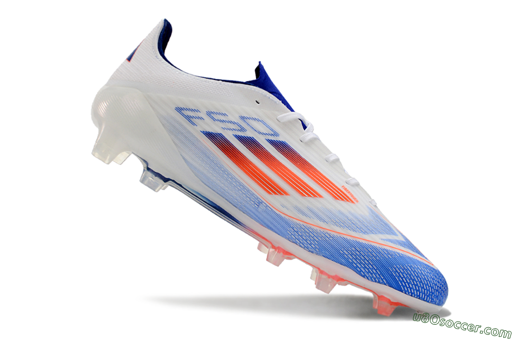 Adidas F50 Adizero FG Firm Ground Soccer Cleats - White/Blue/Pink 5