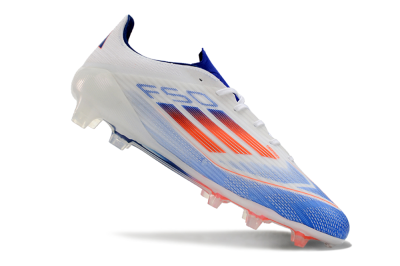Adidas F50 Adizero FG Firm Ground Soccer Cleats - White/Blue/Pink