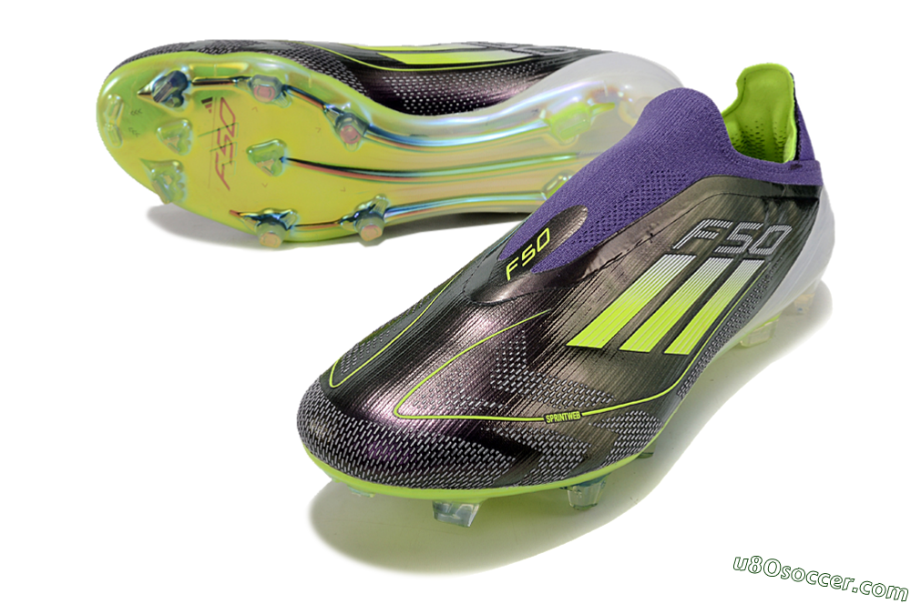 Adidas F50+ Adizero FG Firm Ground Soccer Cleats - Purple/Yellow/Blue 3