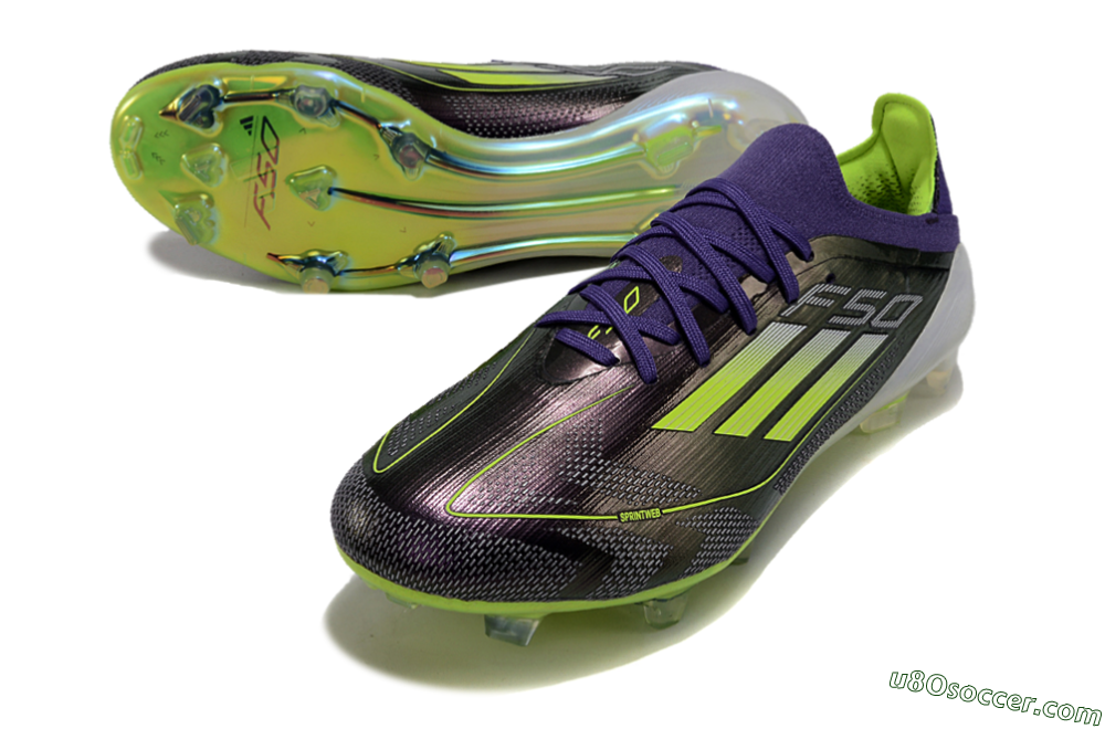 Adidas F50 Adizero FG Firm Ground Soccer Cleats - Purple/Yellow/White 3