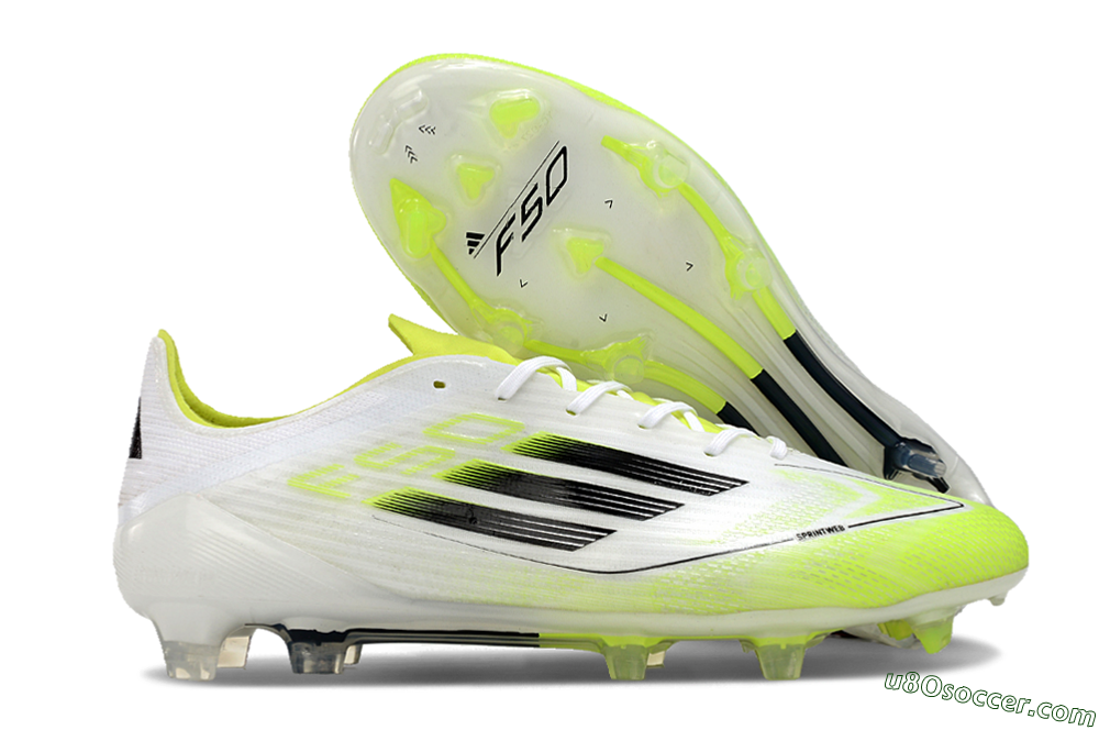 Adidas F50 Adizero FG Firm Ground Soccer Cleats - White/Yellow/Black 1