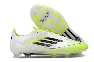 Adidas F50 Adizero FG Firm Ground Soccer Cleats - White/Yellow/Black