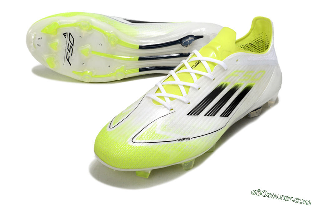 Adidas F50 Adizero FG Firm Ground Soccer Cleats - White/Yellow/Black 3