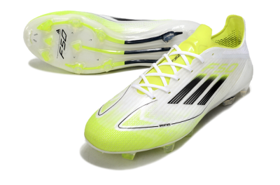 Adidas F50 Adizero FG Firm Ground Soccer Cleats - White/Yellow/Black