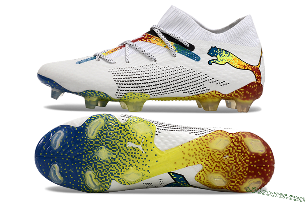 Puma Future Ultimate FG Firm Ground Soccer Cleats - White/Blue/Red 0