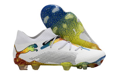 Puma Future Ultimate FG Firm Ground Soccer Cleats - White/Blue/Red