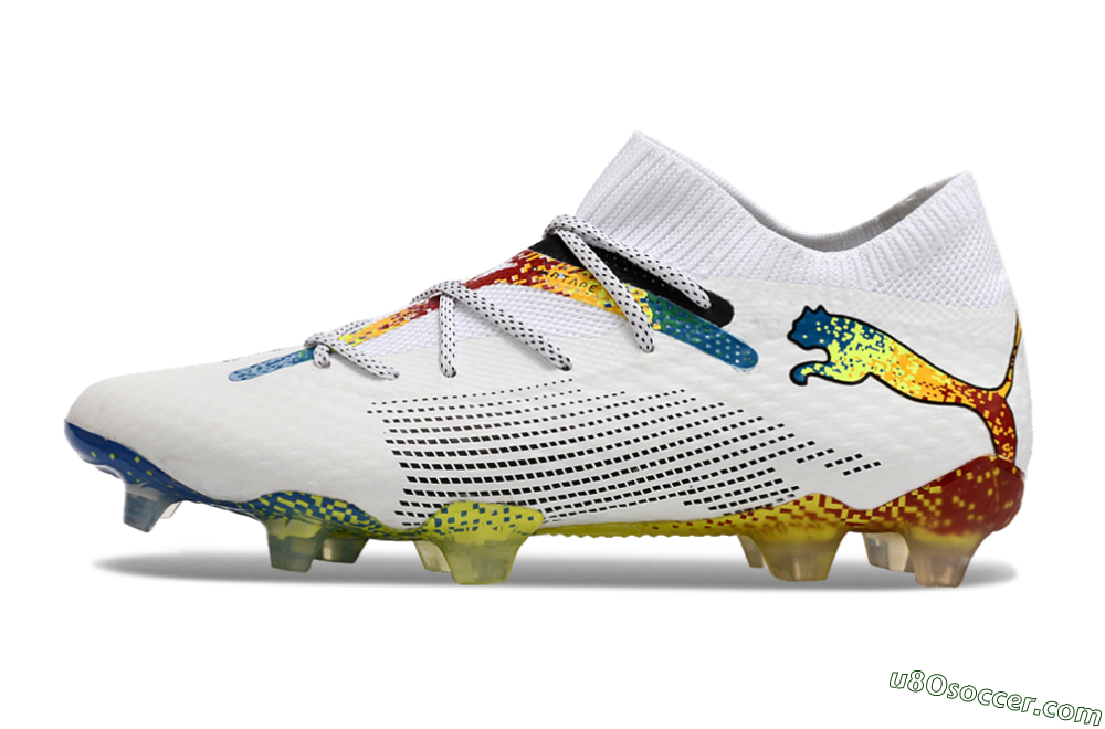 Puma Future Ultimate FG Firm Ground Soccer Cleats - White/Blue/Red 2
