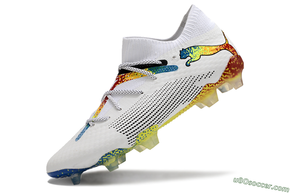 Puma Future Ultimate FG Firm Ground Soccer Cleats - White/Blue/Red 5