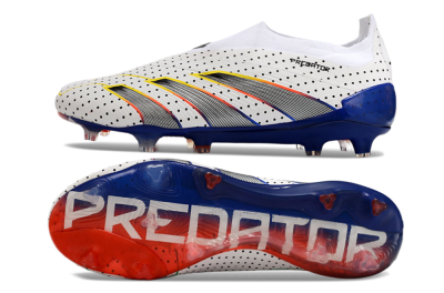 Adidas Predator Accuracy+ Laceless 24 Euphoria FG Firm Ground Soccer Cleats - White/Silver/Blue