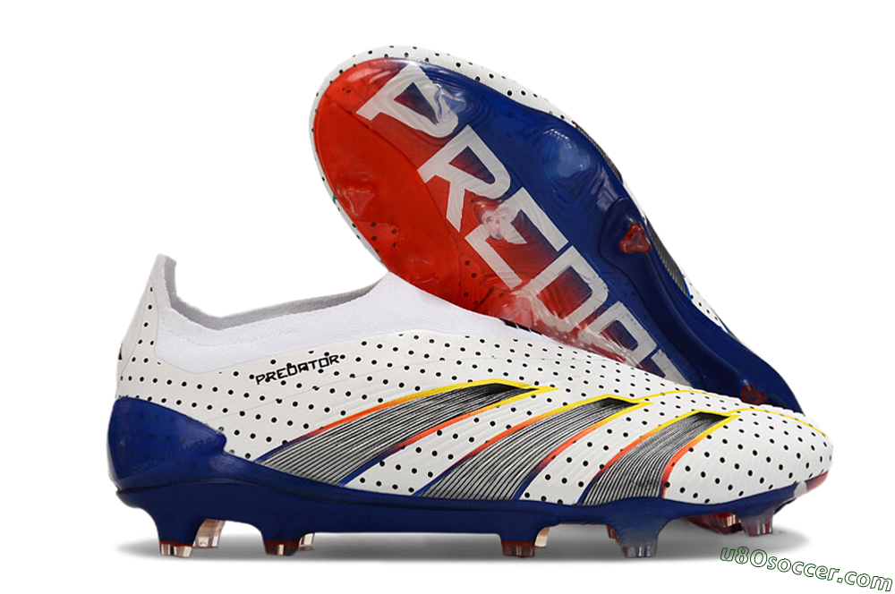 Adidas Predator Accuracy+ Laceless 24 Euphoria FG Firm Ground Soccer Cleats - White/Silver/Blue 1