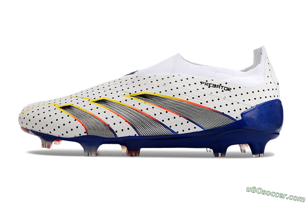Adidas Predator Accuracy+ Laceless 24 Euphoria FG Firm Ground Soccer Cleats - White/Silver/Blue 2