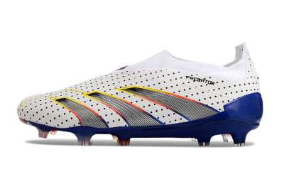 Adidas Predator Accuracy+ Laceless 24 Euphoria FG Firm Ground Soccer Cleats - White/Silver/Blue