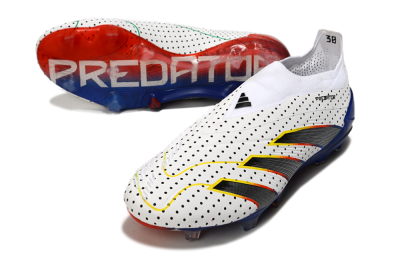 Adidas Predator Accuracy+ Laceless 24 Euphoria FG Firm Ground Soccer Cleats - White/Silver/Blue