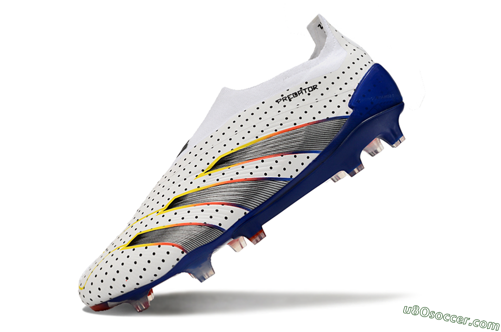Adidas Predator Accuracy+ Laceless 24 Euphoria FG Firm Ground Soccer Cleats - White/Silver/Blue 5