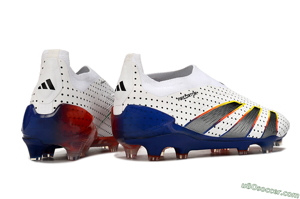 Adidas Predator Accuracy+ Laceless 24 Euphoria FG Firm Ground Soccer Cleats - White/Silver/Blue 6