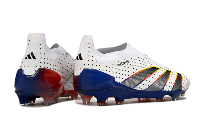 Adidas Predator Accuracy+ Laceless 24 Euphoria FG Firm Ground Soccer Cleats - White/Silver/Blue