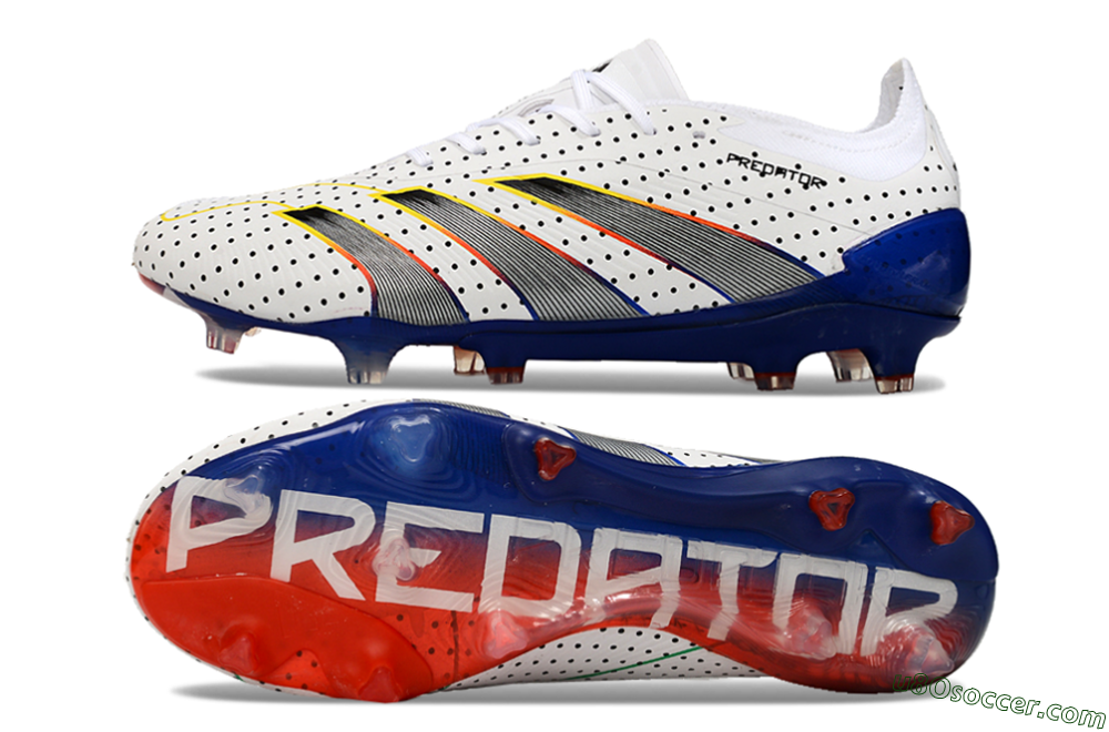 Adidas Predator 24 Elite Euphoria FG Firm Ground Soccer Cleats - White/Silver/Blue 0