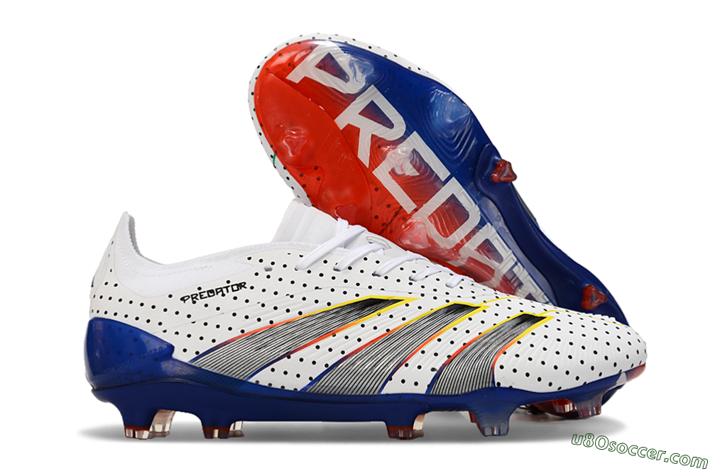 Adidas Predator 24 Elite Euphoria FG Firm Ground Soccer Cleats - White/Silver/Blue 1