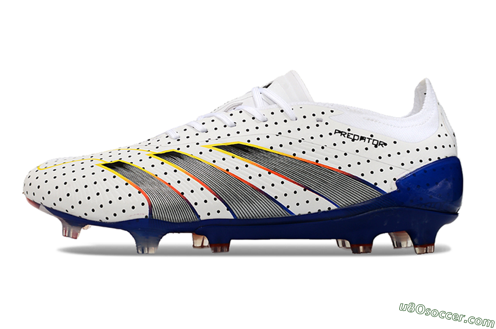 Adidas Predator 24 Elite Euphoria FG Firm Ground Soccer Cleats - White/Silver/Blue 2